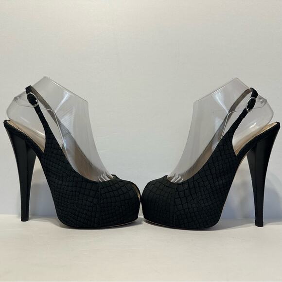 Vintage Giuseppe Zanotti Black Suede Slingback Heels size IT 38.5 Python - Picture 3 of 10